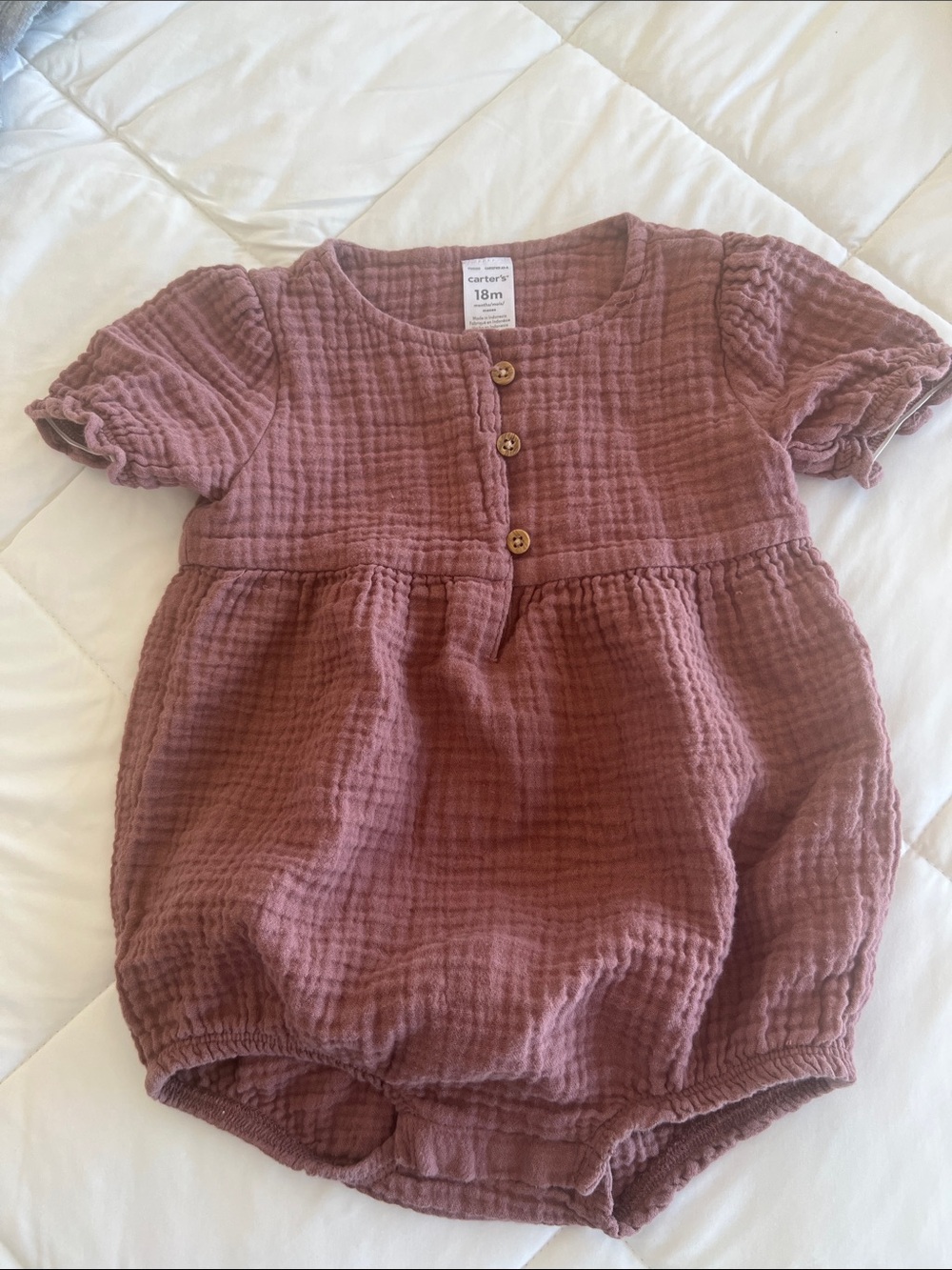 Carter's Mauve Pink Textured Short Sleeve One-Piece